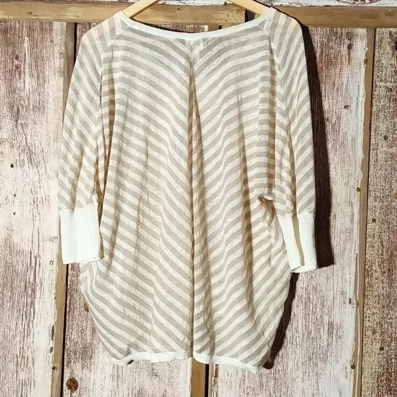 Chico's linen blend drop shoulder semi sheer striped pullover minimalist 8 - Picture 6 of 9